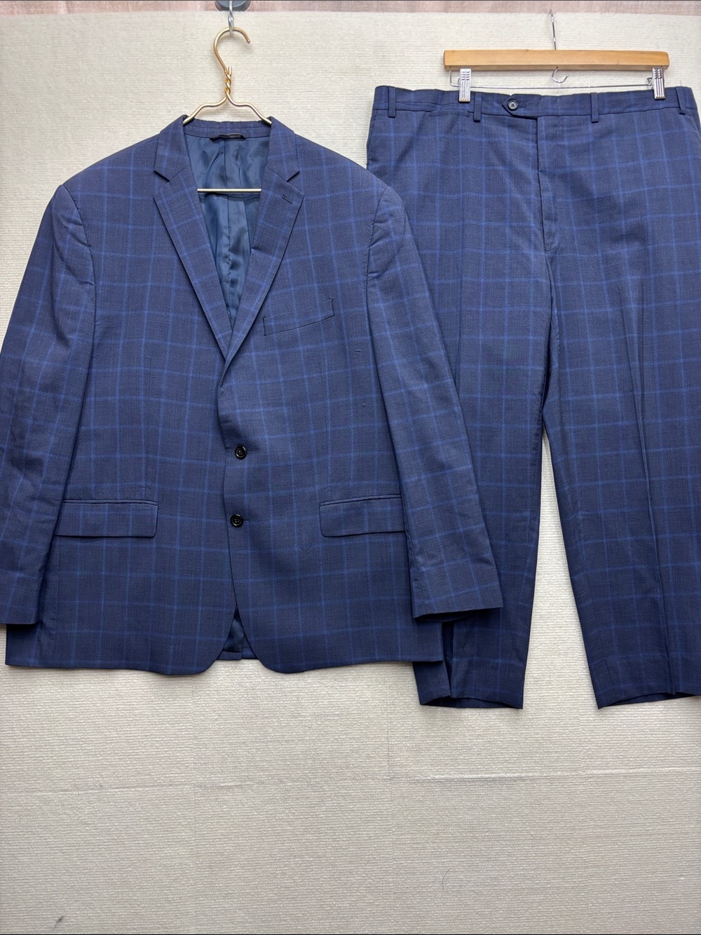 Ralph Lauren | 48R 48 R Men's Navy Windowpane Suit Jacket & Trousers